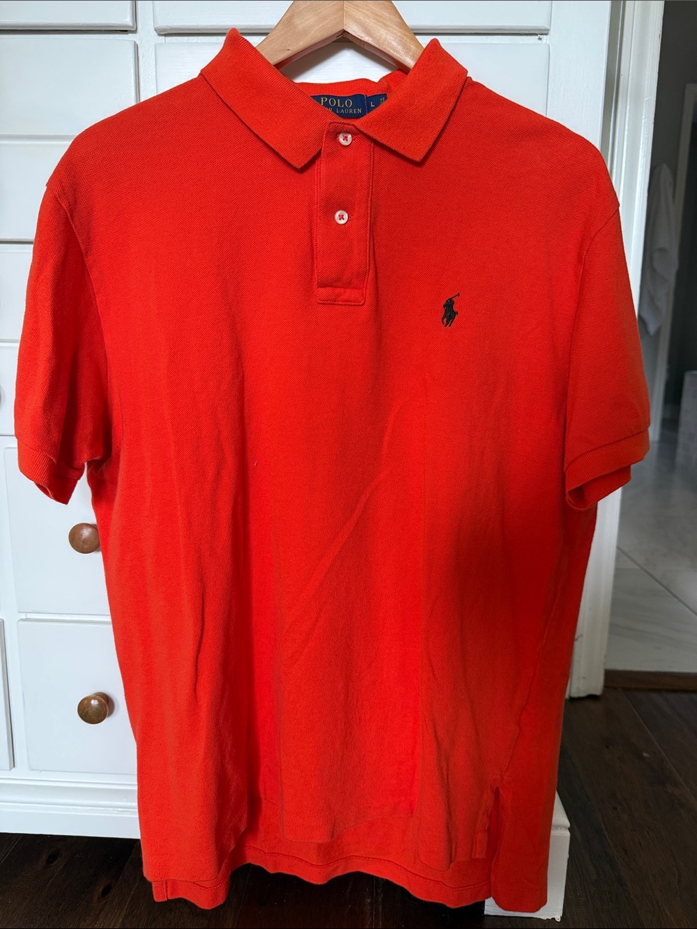 Polo Ralph Lauren Classic Pony Polo Shirt Orange Short Sleeve Mens Large